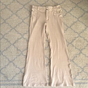 Stretchy Knit Cream Flare Trousers